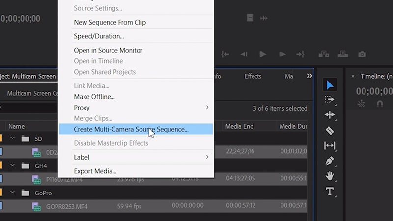 Create multicamera source sequence