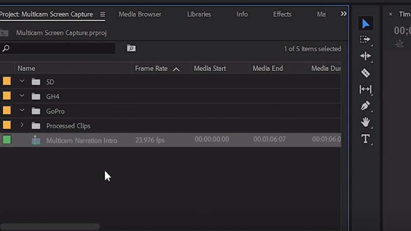 Setup multicam sequence