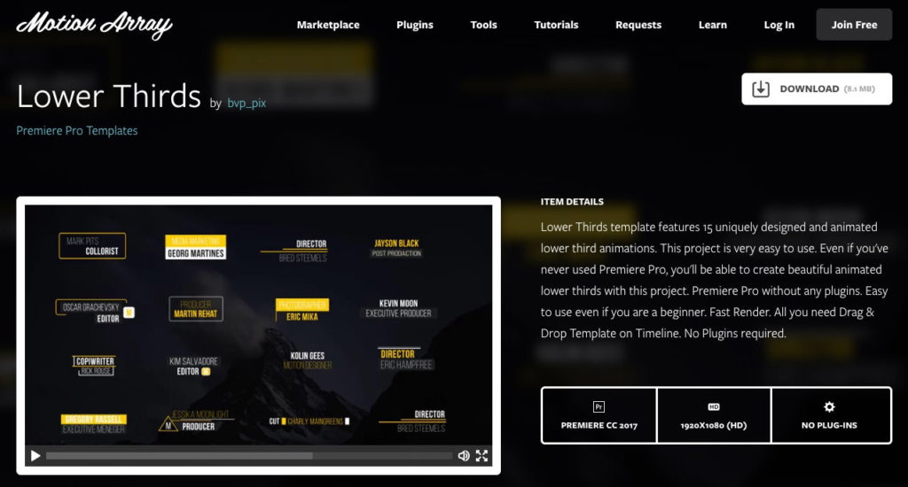 Lower thirds marketplace