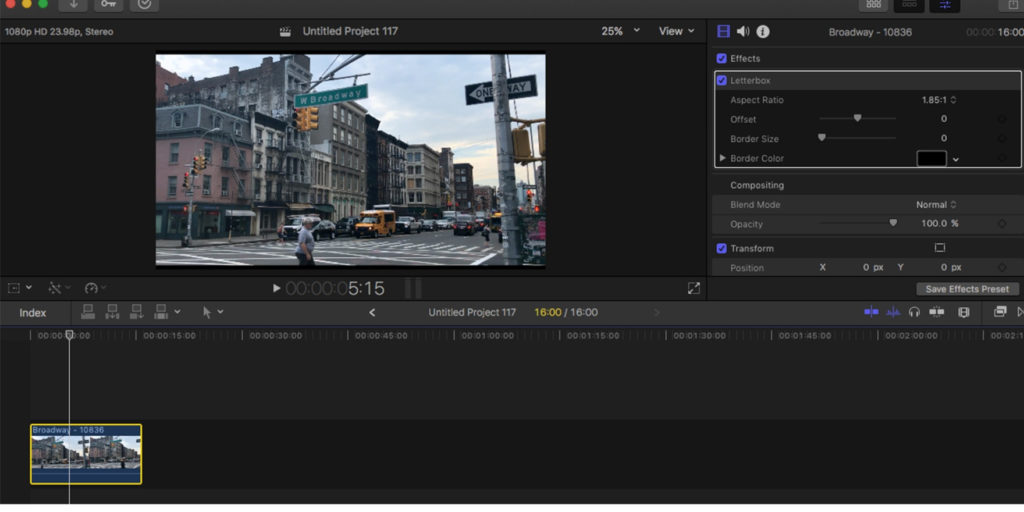 adding cinematic borders in openshot video editor