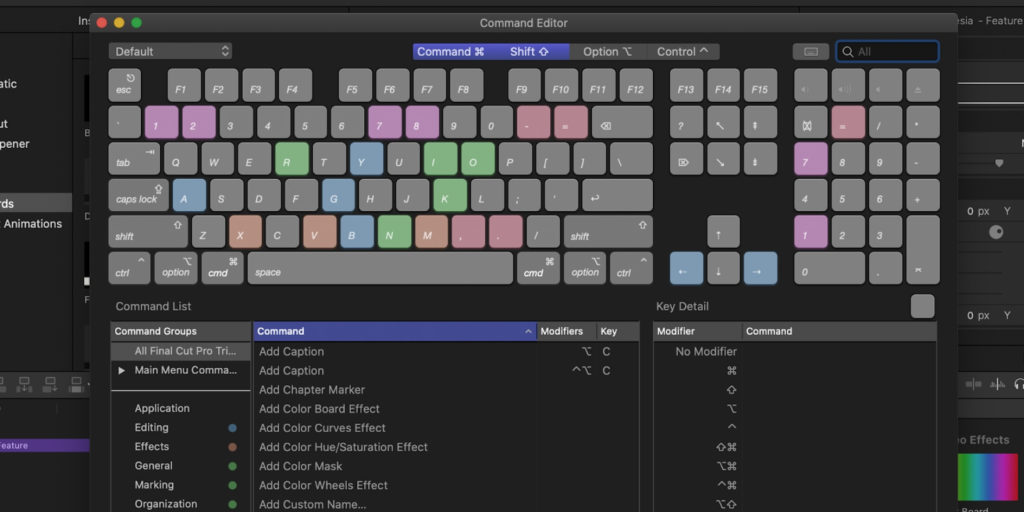 final cut pro key commands