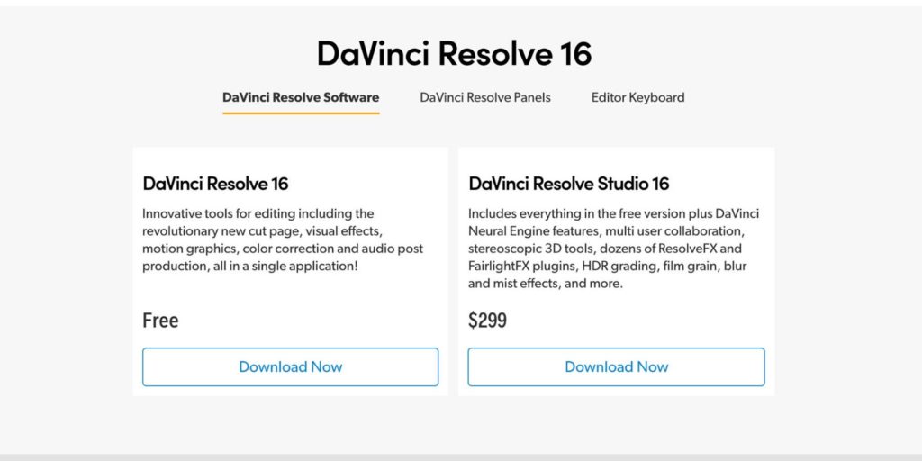 davinci resolve difference between free and paid