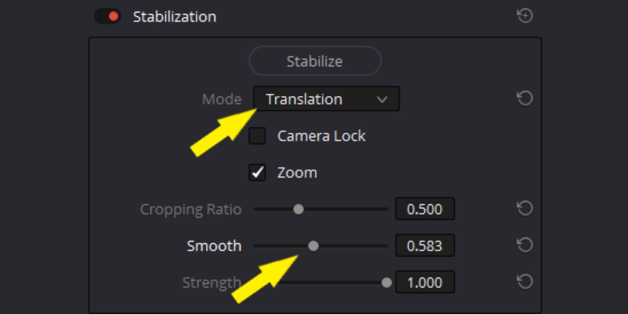 davinci resolve stabilize camera lock