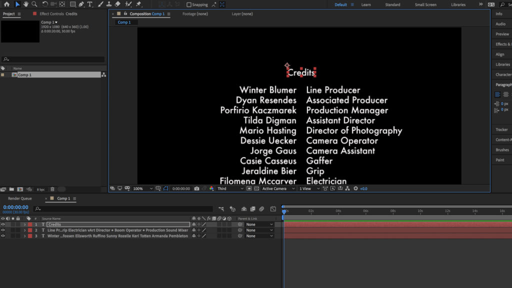 after effects credits template free download