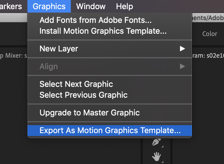 Export as Motion Graphics Template