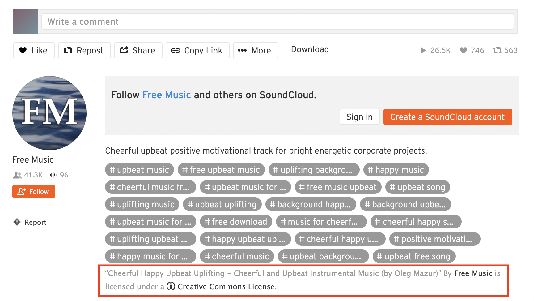 Creative Commons license tag on SoundCloud