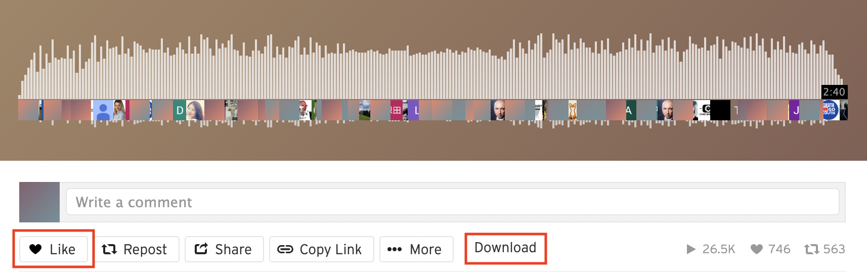 Saving royalty-free music on SoundCloud.
